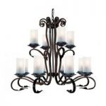Scroll 12 Lamp Rustic Brown Pendant With White Cathedral Glass