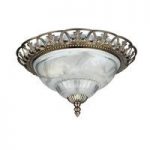 Antique Brass Flush Ceiling Light With Clear And Frosted Glass