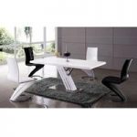 Zoro Gloss Dining Table With Chrome Base And 4 Z Chair