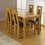 Bali Oak Dining Table With 4 Chairs in Faux Leather Effect