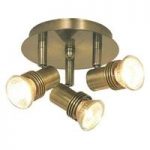 Decco Pack Of 6 Antique Brass 3 Lamp Mini Circular Spot Light