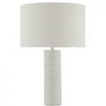 White Resin Table Lamp With Fabric Shade