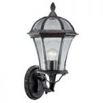 Capri Cast Black Outdoor UpLight Wall Lamp With Bevelled Glass