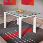 Balu White Dining Table With Clear Top Glass