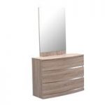 Janet Oak Finish 3 Drawer Dressing Table With Mirror