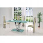 Venus Large Frosted Glass Dining Table And 4 G601 Cream Chairs