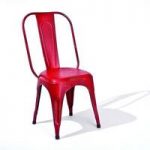 Aix Stackable Metal Dining Chair In Red