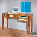 Temos Multicoloured Wooden Computer Desk With 6 Drawer