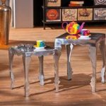 Solta Glossy Silver Finish Set of 2 Nesting Tables