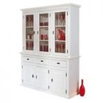 Cassala4 White 3 Glass Door Display Cabinet With Sideboard