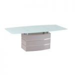 Crystal White Glass Top Coffee Table With High Gloss Base
