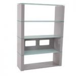 Crystal High Gloss Shelving Unit With White Glass Shelves