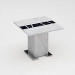 Sonati Marble Effect End Table In White With Steel Base