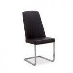 Bolza Dining Chair In Black With Chrome Legs
