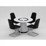 Sonati Marble Effect Circular Dining Table With 4 Bolza Chairs