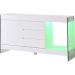 Caspa LED Sideboard In White Matt With 1 Door 3 Drawer And Shelf
