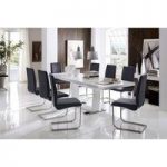 Manhattan Extendable High Gloss Dining Table With 8 Lotus Chairs