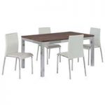 Danvy Walnut Grain Wooden Dining Table And 4 Dining Chairs