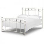Sophina 135cm Metal Bed In Stone White Finish