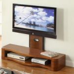 Curved Wooden LCD Cantilever TV Stand In Walnut
