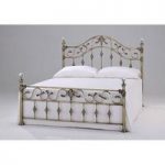 Elizabeth Brass Finish Metal Double Bed With Crystal Finials