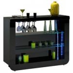 Fiesta Bar Unit In Black High Gloss With Glass Shelves