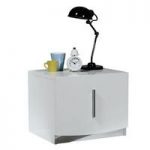 Caly Gloss White Bedside Cabinet With Drawer And Chrome Handle
