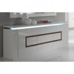 Garde Sideboard High Gloss In White And Walnut With Led Light