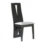 Quatro Black High Gloss Finish Faux Leather Dining Chair