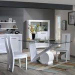 Brooky Clear Glass Top White Sheen Base Dining Table And 6 Chair