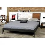 Cappolo Wooden Oak King Size Bed With Black Finish Panels