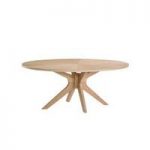 Malun White Oak Finish Oval Shape Coffee Table