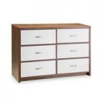 Mylan Walnut Dressing Table With White Gloss Fronts 6 Drawers