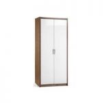 Mylan Walnut Finish 2 Door Wardrobe With White High Gloss Fronts