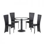 Elnora Black Round Clear Glass Dining Table And 4 Dining Chairs