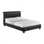 Amol Black Faux Leather Double Bed