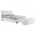 Amol White Faux Leather King Size Bed