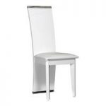 Smooth White Faux Leather Dining Chair With High Gloss Frame
