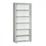 Smooth White Finish Large Bookcase With 6 Shelf