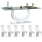 Smooth Clear Glass Top Dining Table And 6 Dining Chairs