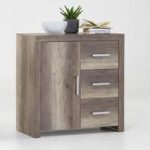 Country22 Wild Oak Finish 1 Door Compact Sideboard With 3 Drawer