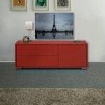 Novi Red Finish 1 Door LCD TV Stand With 2 Drawer