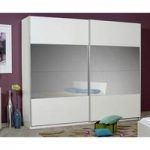 Optimus White 2 Door Sliding Wardrobe With Grey Glass In Middle