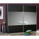 Optimus Black 2 Door Sliding Wardrobe With Grey Glass In Middle