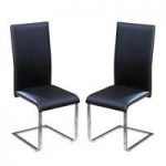 Dakota Dining Chair In Black Faux Leather in A Pair