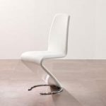 Swing II Metal Swinging White Real Leather Dining Chair