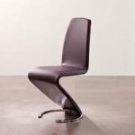 Swing II Metal Swinging Violet Real Leather Dining Chair