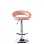 Murry Bar Stool In Pink Faux Leather With Chrome Base