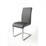 Lotte I Metal Swinging Grey Faux Leather Dining Chair