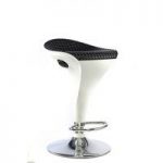 Welford Black And White Gloss Finish Bar Stool With Chrome Base